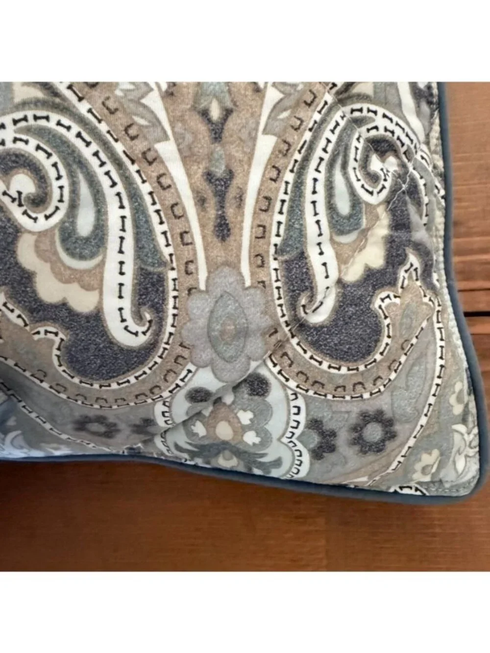 2 Pottery Barn McKenna Paisley Quilted King Shams w/Piping Cotton Cottage Core